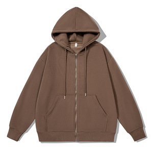 เสื้อฮู้ดดี้ผู้ชายผ้าฟลีซสีเทาแบบซิปเต็มตัว ทรงปกติ ปรับเชือกผูกได้ มีกระเป๋า สไตล์ลำลอง สตรีทแวร์ แบบสวมหัว รับสกรีนโลโก้ - Product Image 5