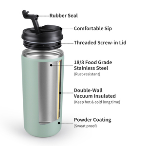 Borraccia Termica Semplice Monocolore Emode, Tazza Termica Leggera con Coperchio Flip Sip <span class=keywords><strong>per</strong></span> Donna Uomo Guida all'Aperto - Product Image 3