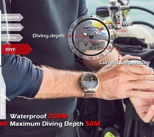 Reloj NORTH EDGE GAVIA de Cuarzo y Acero Inoxidable, Relojes Deportivos para Hombre, Reloj Analógico Digital de Buceo con Altímetro y Brújula 2025 - Product Image 5