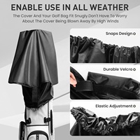 Amrta Housse de protection imperméable en nylon pour sac de golf, avec logo personnalisé, noire, type parapluie, pour sacs de golf à chariot, 50x55cm, convient à la plupart des sacs de golf