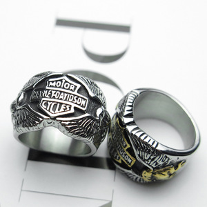 Bague en acier inoxydable vintage thaïlandaise pour homme, style punk, signet <span class=keywords><strong>Harley</strong></span> David Son, pour mariage, fiançailles, fête, anniversaire, en platine - Product Image 3