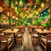 Luxueux Classique Thaïlande Style Tropical Restaurant Solution à guichet unique Restaurant Commercial Meubles Table et Chaises Ensembles