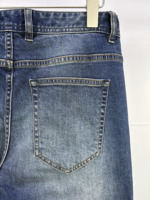 Jeans en denim à jambe tubulaire droite pour hommes de haute qualité Mid Blue Navy Broderie de style Hip Hop sablée à la mode classique personnalisée