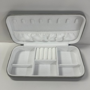 Boîtes de rangement pour bijoux à fermeture éclair personnalisées les plus populaires pour femmes, étuis de voyage de luxe haut de gamme en cuir PU croisé - Product Image 6