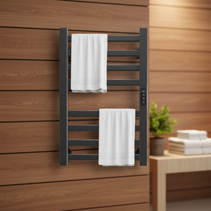 Toallero Eléctrico Moderno de Aluminio Espacial con Calefacción, Adhesivo, Montado en Pared, Impermeable, Negro, con Calentador para Baño y Hotel <span class=keywords><strong>MUBI</strong></span> - Product Image 2