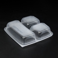 Contenants jetables pour restaurant, boîtes à salade en plastique à 3 compartiments, contenants écologiques à emporter avec couvercles