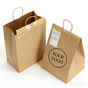 Custom Recyclable Brown Kraft Paper <b>Bag</b> for Cake Takeout Grocery Shopping & <b>Gift</b> Tote Eco-Friendly Takeaway Container - Product Image 1