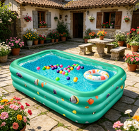 Piscine gonflable rectangulaire en PVC HC-042001 avec trois anneaux, écologique et portable pour tous les âges