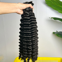Cheveux humains vierges indiens non traités, ondulés et humides, 100g, tresses bohèmes, cheveux humains pour tresser, vague profonde, paquets de cheveux humains en vrac pour tresser