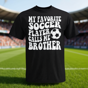 Mon joueur de football préféré m'appelle frère T-shirt noir unisexe taille adulte S M L XL XXL - Product Image 3