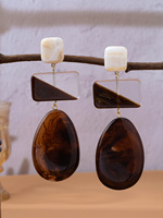 Boucles d'oreilles pendantes en résine acrylique, style vintage écaille de tortue, géométriques, superposées, bohèmes, surdimensionnées, longues