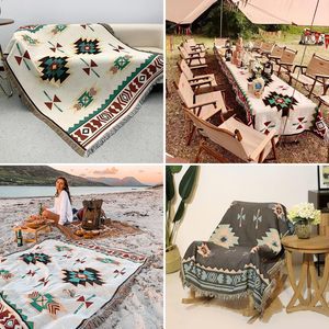 Knitted <strong>Throw</strong> Blanket Soft <strong>Outdoor</strong> Picnic Blanket Stylish Bohemian <strong>Throw</strong> for Camping Beach Tent - Product Image 6