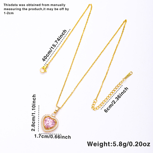 Collar <span class=keywords><strong>de</strong></span> Cristal Rosa con Corazón <span class=keywords><strong>de</strong></span> Diseño Inspirado en una Marca Famosa <span class=keywords><strong>de</strong></span> Lujo y Alta Calidad para Mujer - Product Image 2