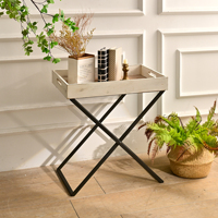 Table d'appoint rectangulaire en bois avec plateau latéral, pieds en X, pour salon, table basse, meuble d'appoint décoratif, design antique, durable