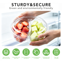 Conteneur à fruits transparent en PET écologique à 2 compartiments avec couvercle en dôme, couvercles séparés, bol jetable pour fruits frais coupés, nouilles, sushis et aliments