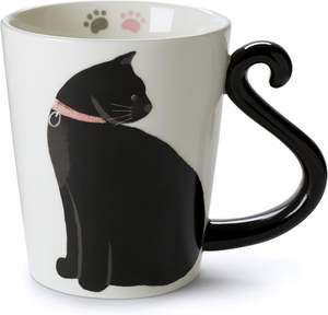 Taza de café o té blanca de cerámica de gato negro, taza en forma de Animal, bonito regalo hecho a mano para hombres o mujeres, amantes de los gatos - Product Image 1