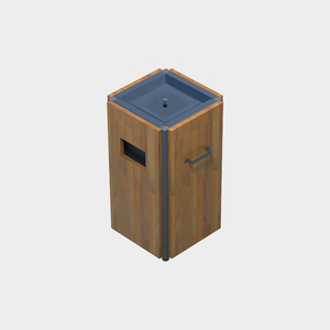 Bote de Basura de Metal y Madera BDB, Contenedor de Residuos Portátil para Exteriores, Parque, Calle, Jardín - Product Image 3