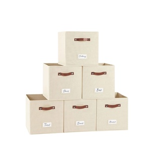 En gros, Cubes de rangement pliables en tissu pour la maison, organisateurs de vêtements, paniers de rangement avec doubles poignées, boîtes de rangement - Product Image 1