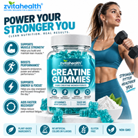 Gummies de créatine à marque privée 5000mg sans sucre, véganes, monohydrate, certifiées GMP