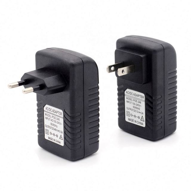 POE Injector AC 220V to DC12V 2A DC48V 0.5A Power Supply Over Ethernet Adapter EU/UK/US Optional Brand New