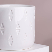 Planteur de jardin en céramique, modèle triangle gaufré, pot de fleurs blanc, jardinière de fleurs en céramique