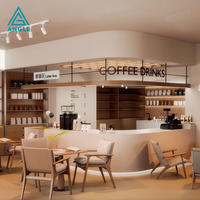 Comptoir de présentation design pour magasin de bubble tea high-tech, mobilier de café en bois, éclairage LED, comptoir de bar et de confiserie