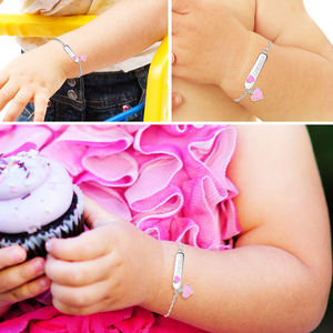 Hipoalergénico niños lindo corazón Rosa esmalte pulseras tobilleras niños joyería en plata de ley 925 <span class=keywords><strong>para</strong></span> bebés niñas pequeñas - Product Image 5