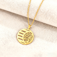 Collar de Acero Inoxidable 316L Dorado con Nombre de Familia Personalizado, Colgante Grabado con Árbol de la Vida, Cadena Personalizada, Joyería para Mujer, Venta al por Mayor OEM