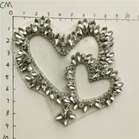 Strass Perle Coeurs Coudre sur Applique Vêtements Broderie Argent Coeurs Perlé Coeur Patches pour Vestes