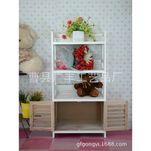 White <b>Solid</b> <b>Wood</b> <b>Bookcase</b> With Cabinet Doors Rectangle Standing Type For Bedroom Storage Neatening - Product Image 2