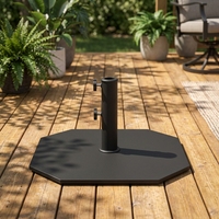 Base per Ombrellone JH-Mech ODM in Ferro Nero Opaco Verniciato a Polvere, Robusta, Antiscivolo, con Doppia Manopola e Base Piatta Stabile