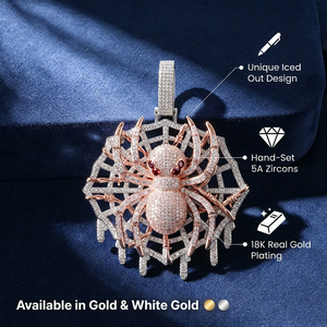 Collana di Alta Qualità con Ciondolo a Forma di <span class=keywords><strong>Ragno</strong></span> e Ragnatela, Placcata in Due Tonalità, con Zirconi 5A e Catena Tennis - Product Image 4