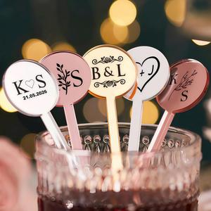 Name Drink Stirrers, Custom Acrylic <b>Cocktail</b> Swizzle Sticks, Wedding Party Decorations & Bar <b>Accessories</b> - Product Image 1