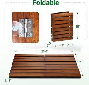 Douche en bois pliable en teck Bain en teck pour salle <span class=keywords><strong>de</strong></span> bain, baignoire, <span class=keywords><strong>spa</strong></span>, sauna, piscine, <span class=keywords><strong>tapis</strong></span> <span class=keywords><strong>de</strong></span> <span class=keywords><strong>sol</strong></span> en bois résistant à l'eau pour intérieur et extérieur - Product Image 5
