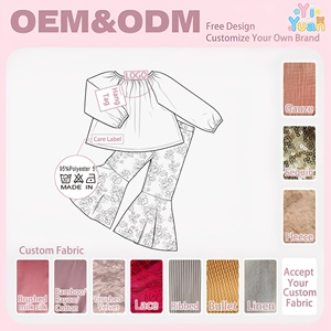 Set Due Pezzi per Bambine: Camicetta a Maniche Lunghe con Stampa Floreale e Pantaloni a Zampa, Outfit Casual Autunnale per Feste e Uso Quotidiano - Product Image 2