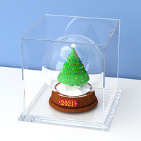 Boîte de Présentation en Acrylique Transparente, Organisateur Cube avec Support Socle Transparent, Boîte Carrée avec Rebord pour Collections, Figurines, Jouets