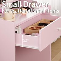 Ensemble de coiffeuse moderne en bois durable avec miroir, éclairage, tabouret, port de charge, tiroirs et étagères
