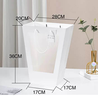 Sac d'emballage de fleurs trapézoïdal de luxe, écologique, imperméable, avec fenêtre transparente et gaufrage |   Boîte de transport portable pour bouquets pour fleuristes