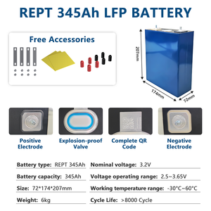 REPT 345Ah 3.2V LiFePO4 Prismatische Batterijcel Grote Capaciteit 345 Ah LFP Cellen voor Zonne-energie Batterijpakket DIY ESS - Product Image 2