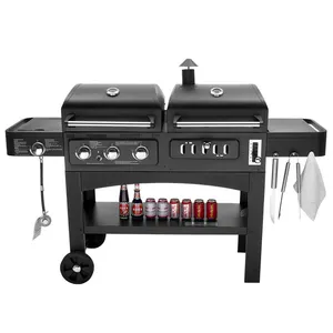 Grelha de churrasco de jardim, carrinho de carvão vegetal, grelha de uso duplo, máquina americana de churrasco para festas (it-4518)