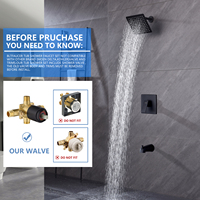 Vanne de douche thermostatique murale noire Installation dissimulée Robinets en laiton chaud et froid Motif de pulvérisation douce Chrome pour appartement