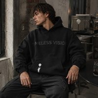 Sweat à capuche noir surdimensionné en coton molletonné pour homme et femme, personnalisable avec impression graphique, style streetwear Y2K, marque privée OEM.