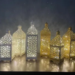 Islamic arabic Home decor festival Christmas Metal crafts table led lamp and lanterns lights wedding moroccan ramadan lanterns