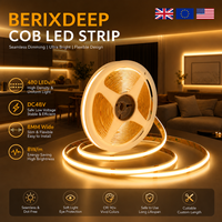 Bande LED COB BERIXDEEP 480 LED/m 8 mm de large 48 V 8 W/m CRI92+ IP20 sans points flexible dimmable pour éclairage et décoration