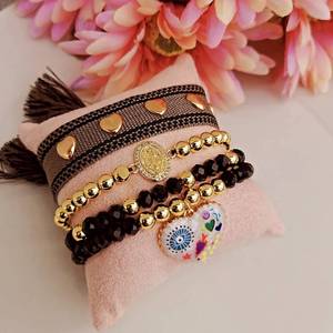 LS-B6326 Braccialetto alla Moda con Accessori Colorati, Gioiello con Orsetto in Resina, Regalo per le Vacanze, Bracciali Multipli Dorati Nuovi - Product Image 2