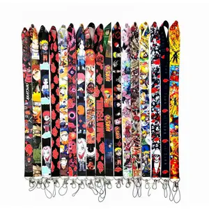 Venda quente Cartoon Neck Strap Poliéster ID Card Holder Lanyard Japonês Anime Ninja Narutos Lanyards Keychain