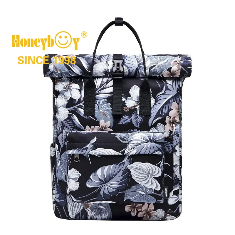 Backpack Roll top Rucksack Women & Men School Bag Unisex Water-Resistant Travel Laptop Backpack fits 15 inch Laptop