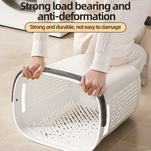 Moderno 85L grande <span class=keywords><strong>cesto</strong></span> della biancheria in plastica ventilato Design multiuso per abbigliamento <span class=keywords><strong>sporco</strong></span> bagno soggiorno elegante - Product Image 4