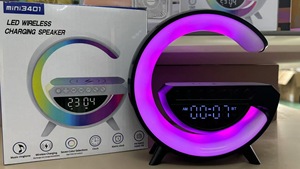 Altavoz Creativo con Luz Nocturna RGB, Altavoz <span class=keywords><strong>de</strong></span> Escritorio Multifuncional Inteligente, Reloj Despertador, Carga Inalámbrica, Control por Aplicación - Product Image 5