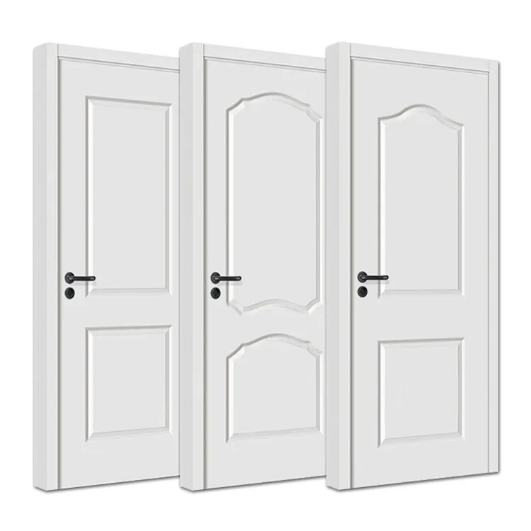 Portes en bois mdf laminées moulées de luxe maison hôtel appartement intérieur chambre isolation phonique laque blanche moule hdf porte en bois